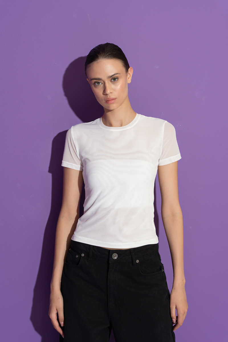 Offwhite Crew Neck Short Sleeve Top