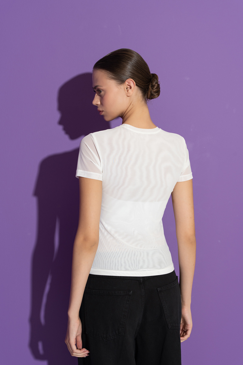Offwhite Crew Neck Short Sleeve Top