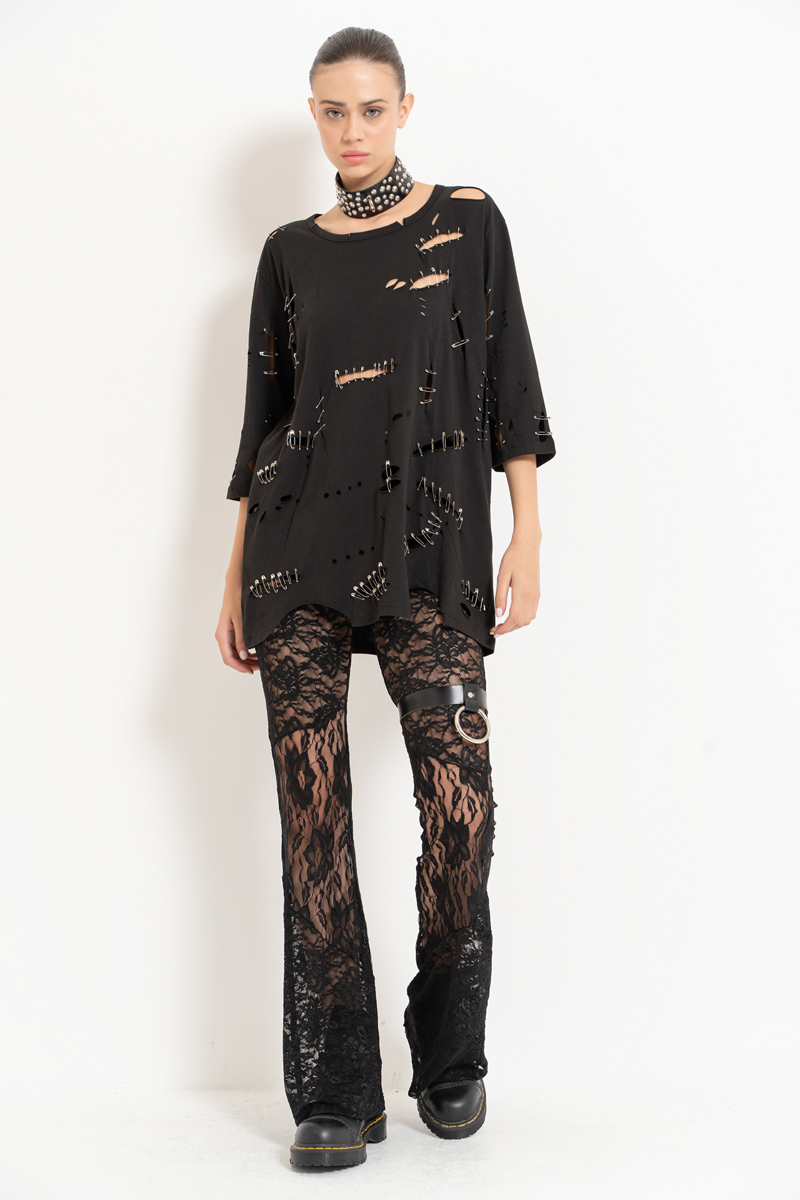 Siyah Dantel Pantolon