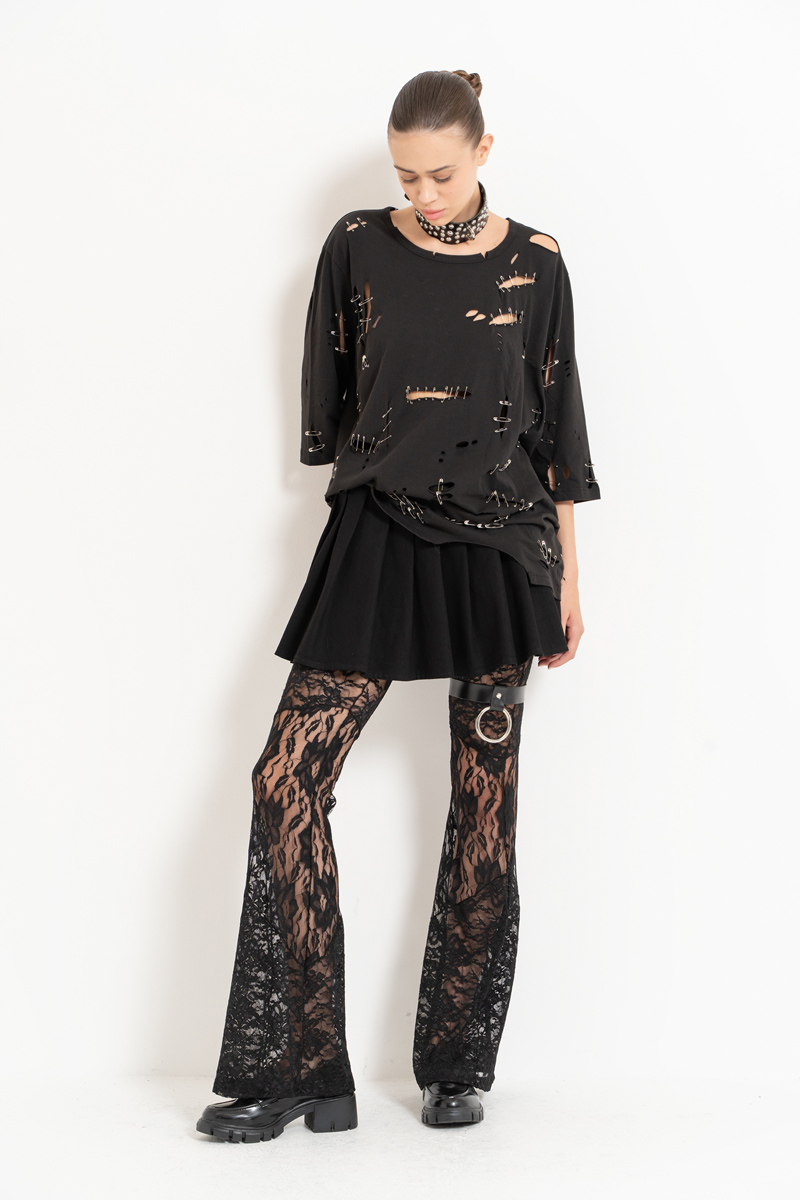 Siyah Dantel Pantolon
