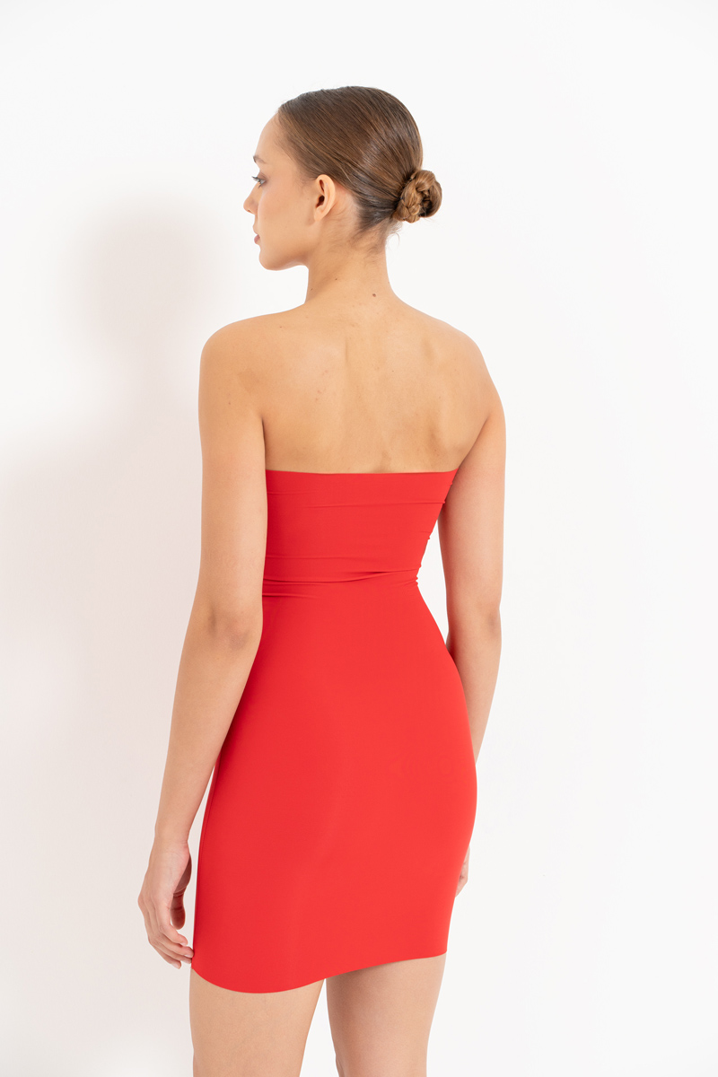 Strapless Full Body Slip Shapewear Mini Red Dress