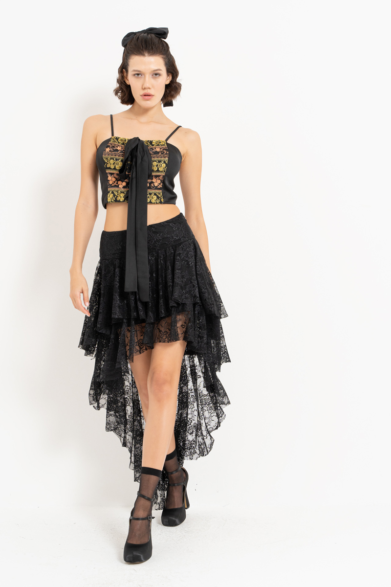 Siyah Askılı Saten Büstiyer