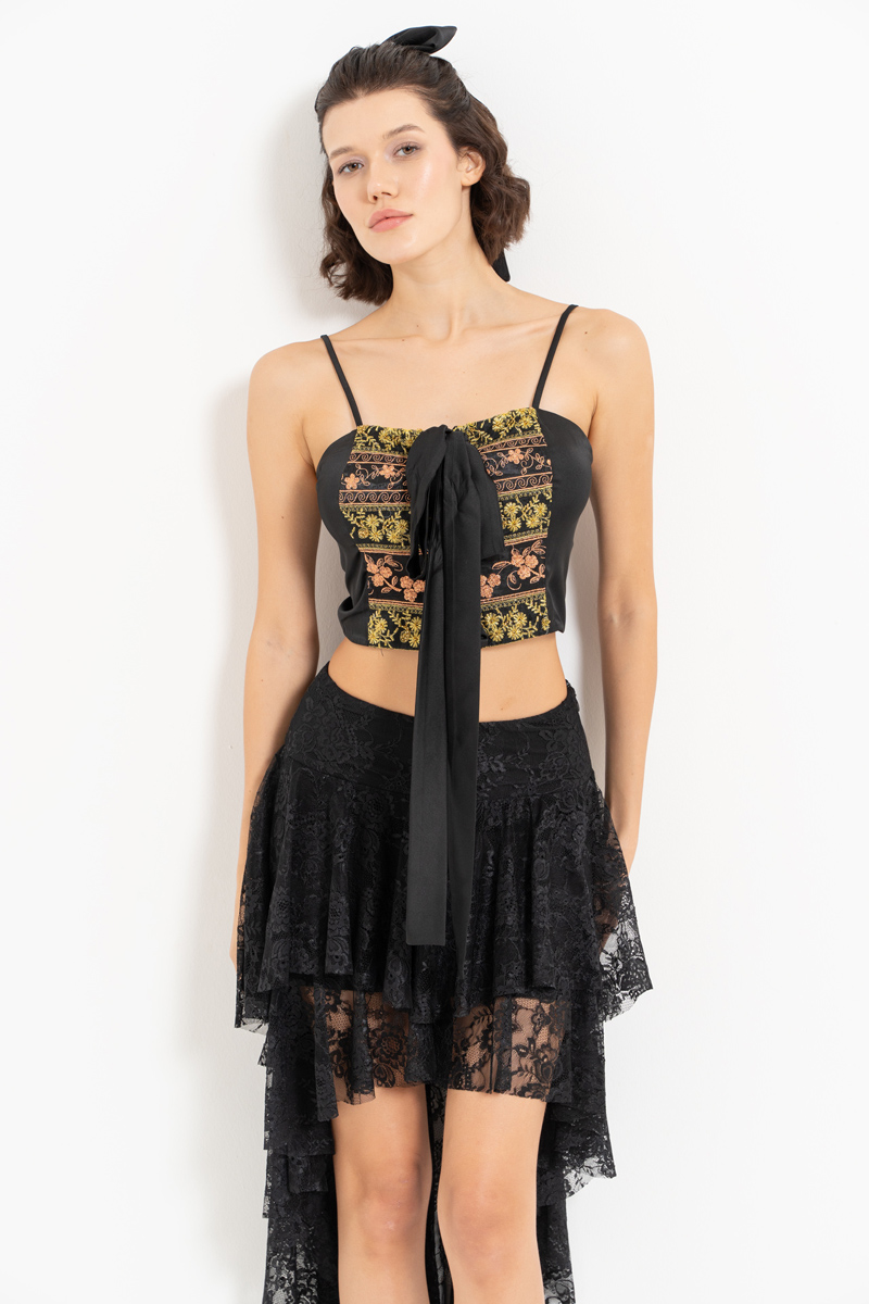 Siyah Askılı Saten Büstiyer