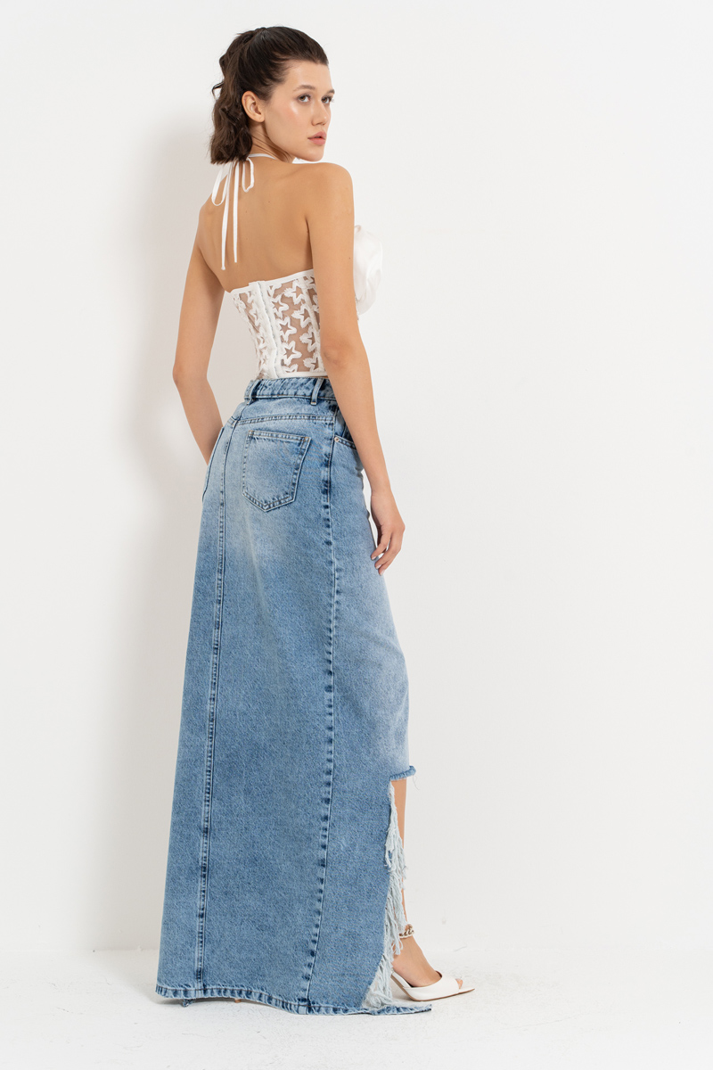 Off white Gül Detaylı Büstiyer