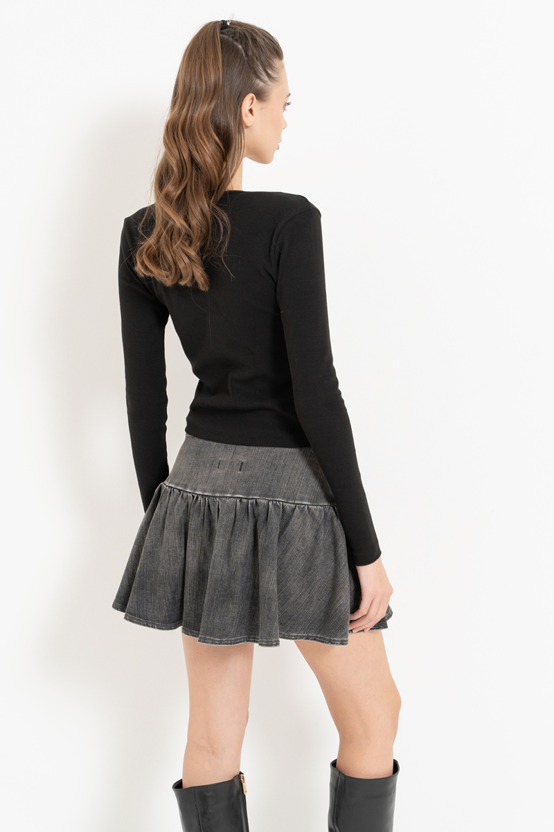 Black-Gray Melanj Düğmeli İkili Hırka