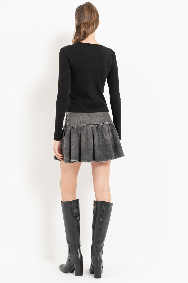 Black-Gray Melanj Düğmeli İkili Hırka