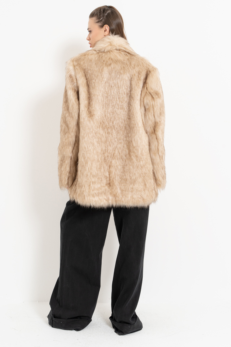 Bej Suni Kürk Ceket