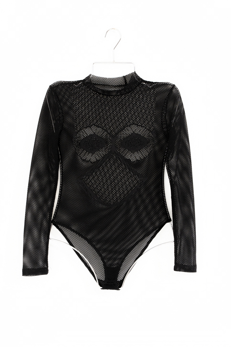 Siyah Çıt Çıtlı File Bodysuit