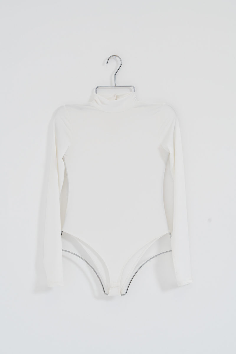 Off white Parmak Detaylı Balıkçı Yaka Bodysuit