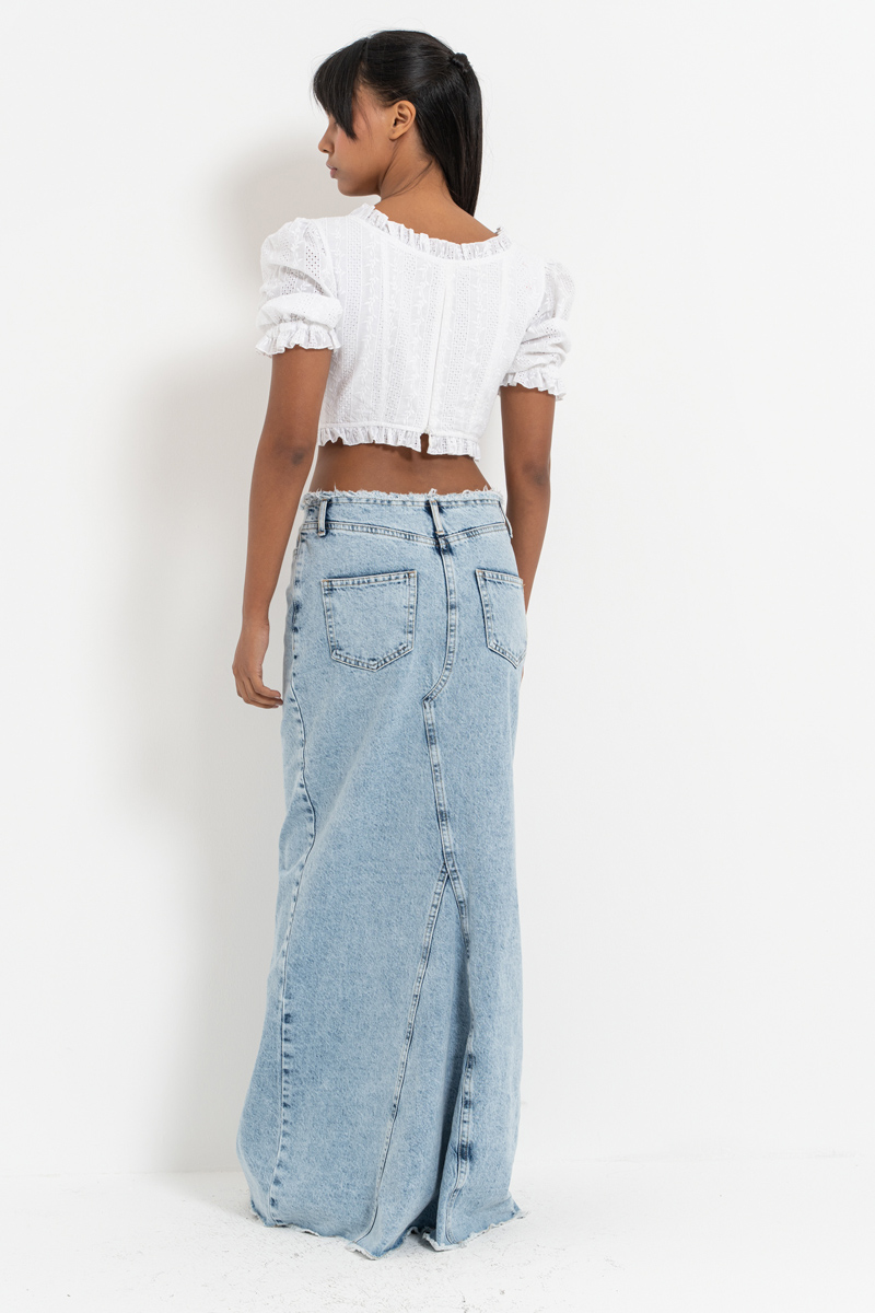 Ice Blue Uzun Kot Etek