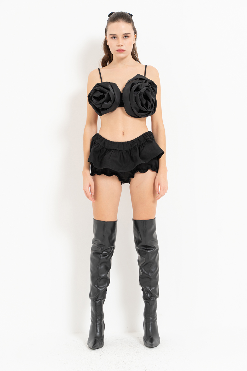 Siyah Askılı Gül Büstiyer