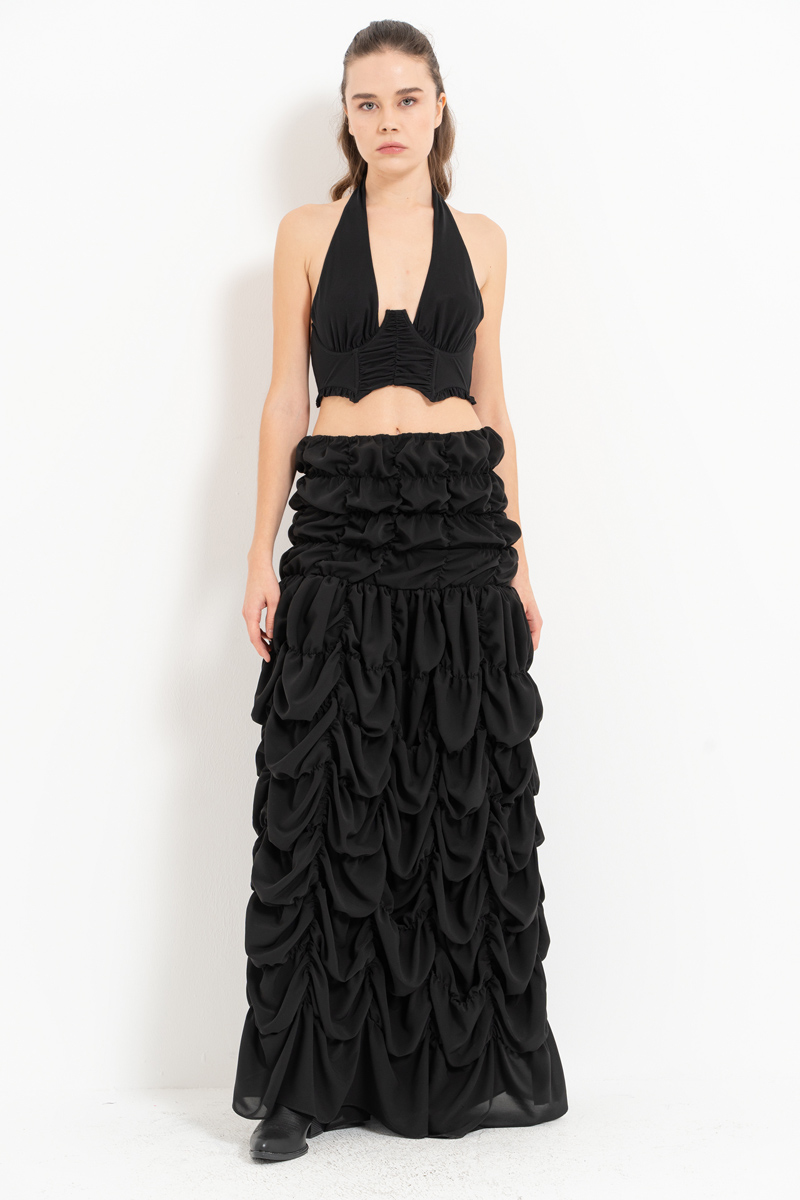 Siyah Boyundan Bağlamalı Balenli Büstiyer