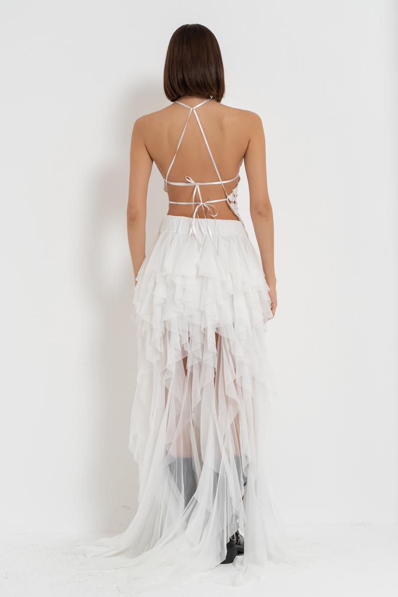 Off white Geometrik Güpür Bluz