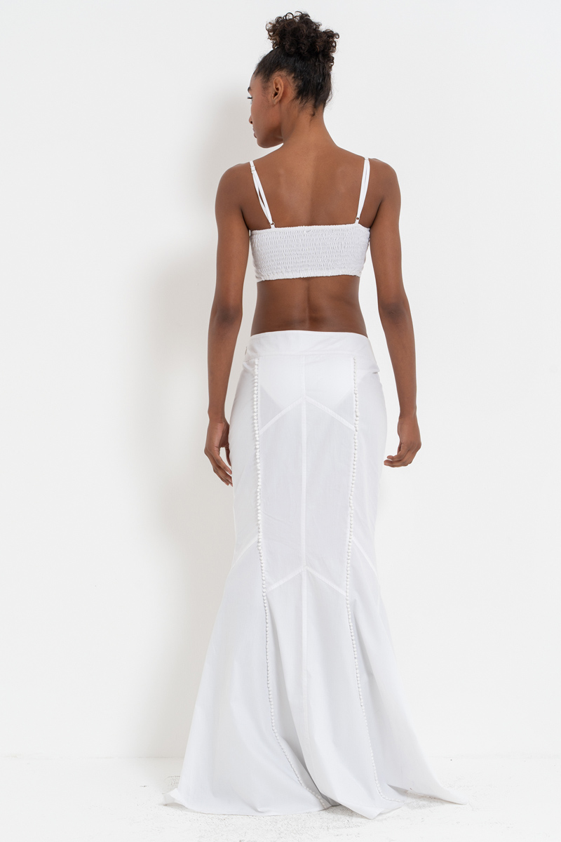 Off white Dantel Detaylı Askılı Bodysuit & Etek Takım