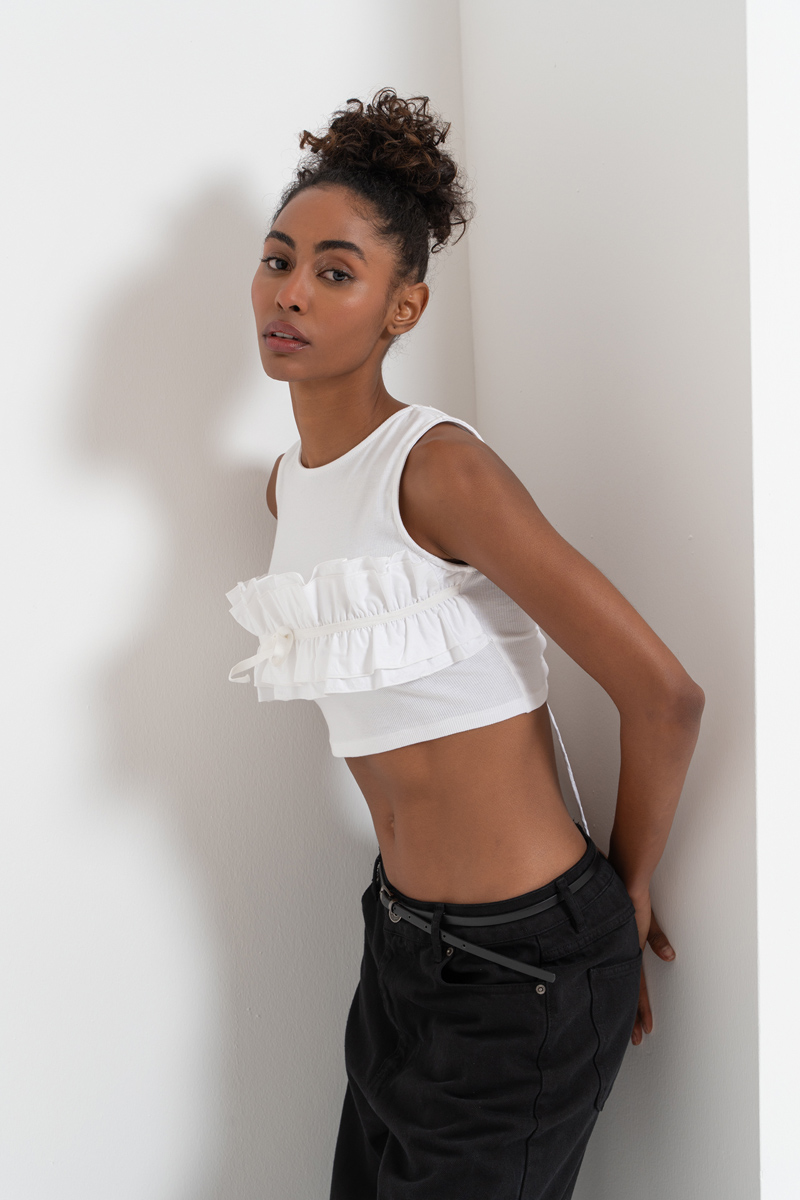 Off white Sırtı Çapraz Bağlamalı Büstiyer