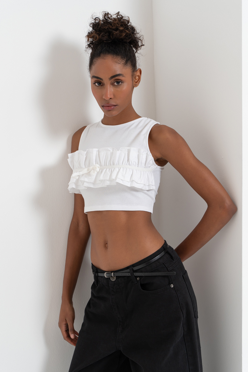 Off white Sırtı Çapraz Bağlamalı Büstiyer