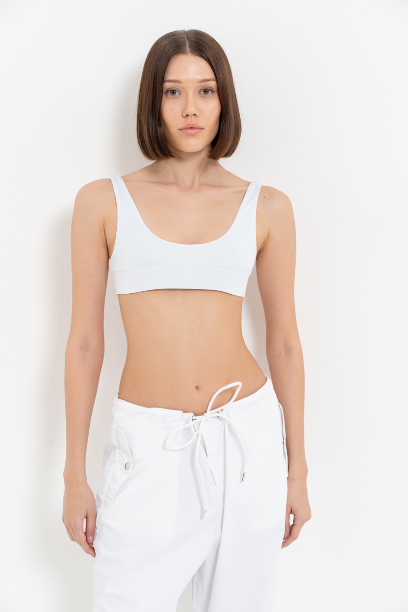 Elastic Band Sports White Bra Bustier