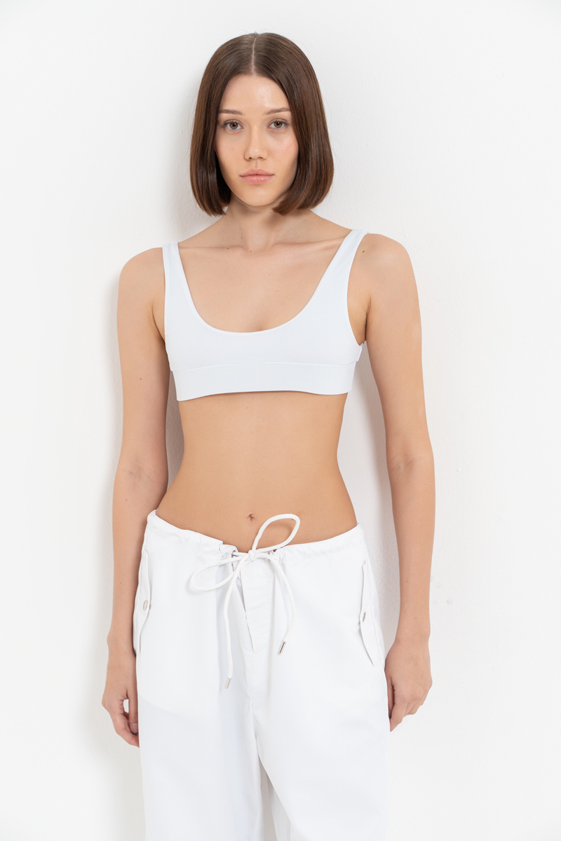 Elastic Band Sports White Bra Bustier