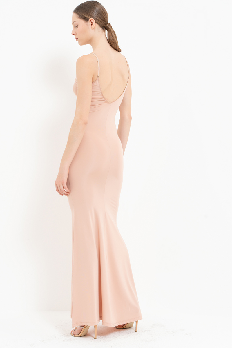 Nude V Neck Cami Maxi Dress