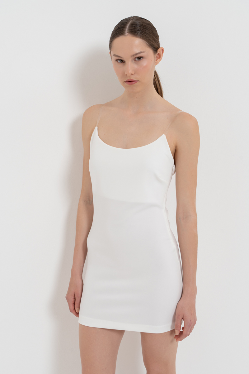 Offwhite Transparent-Strap Cami Mini Dress