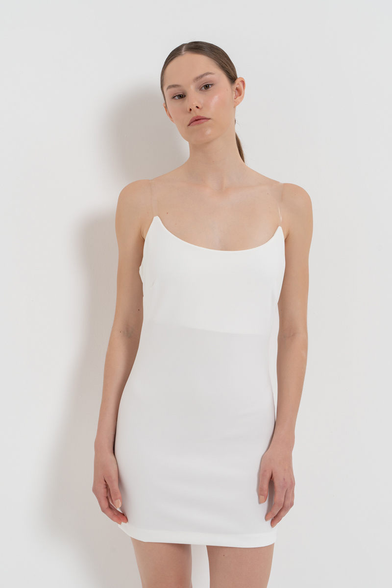 Offwhite Transparent-Strap Cami Mini Dress