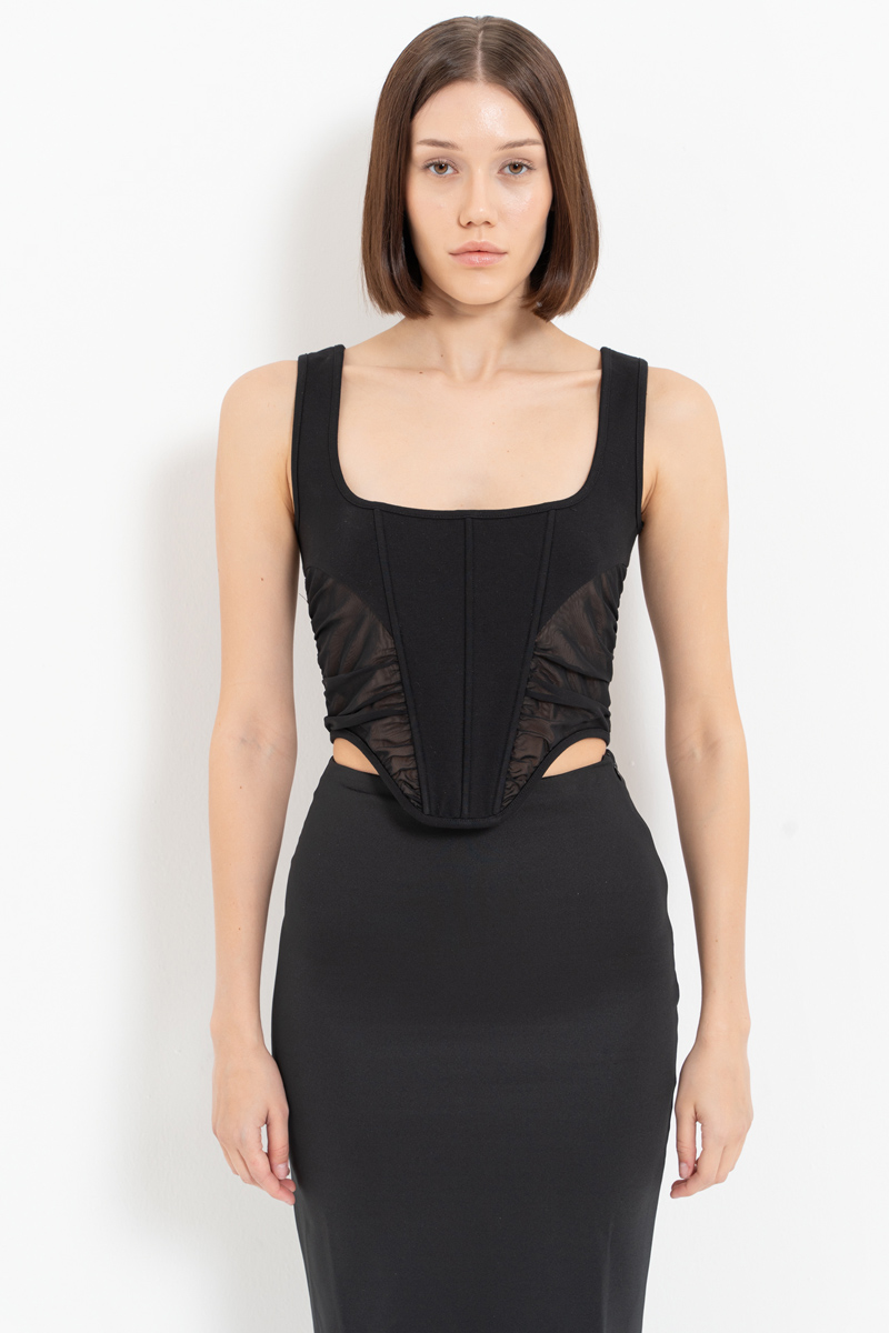 Siyah Askılı Balenli Büstiyer