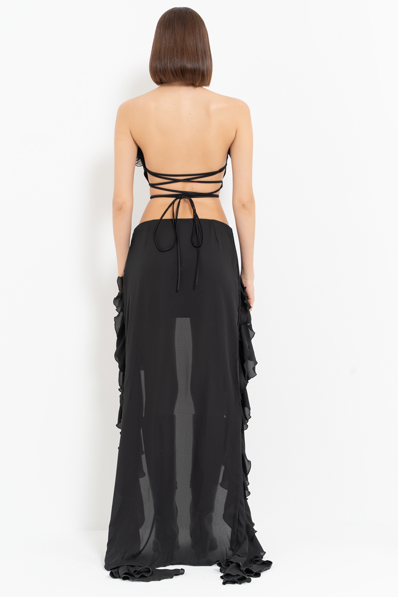 Siyah İşlemeli İstiridye Büstiyer