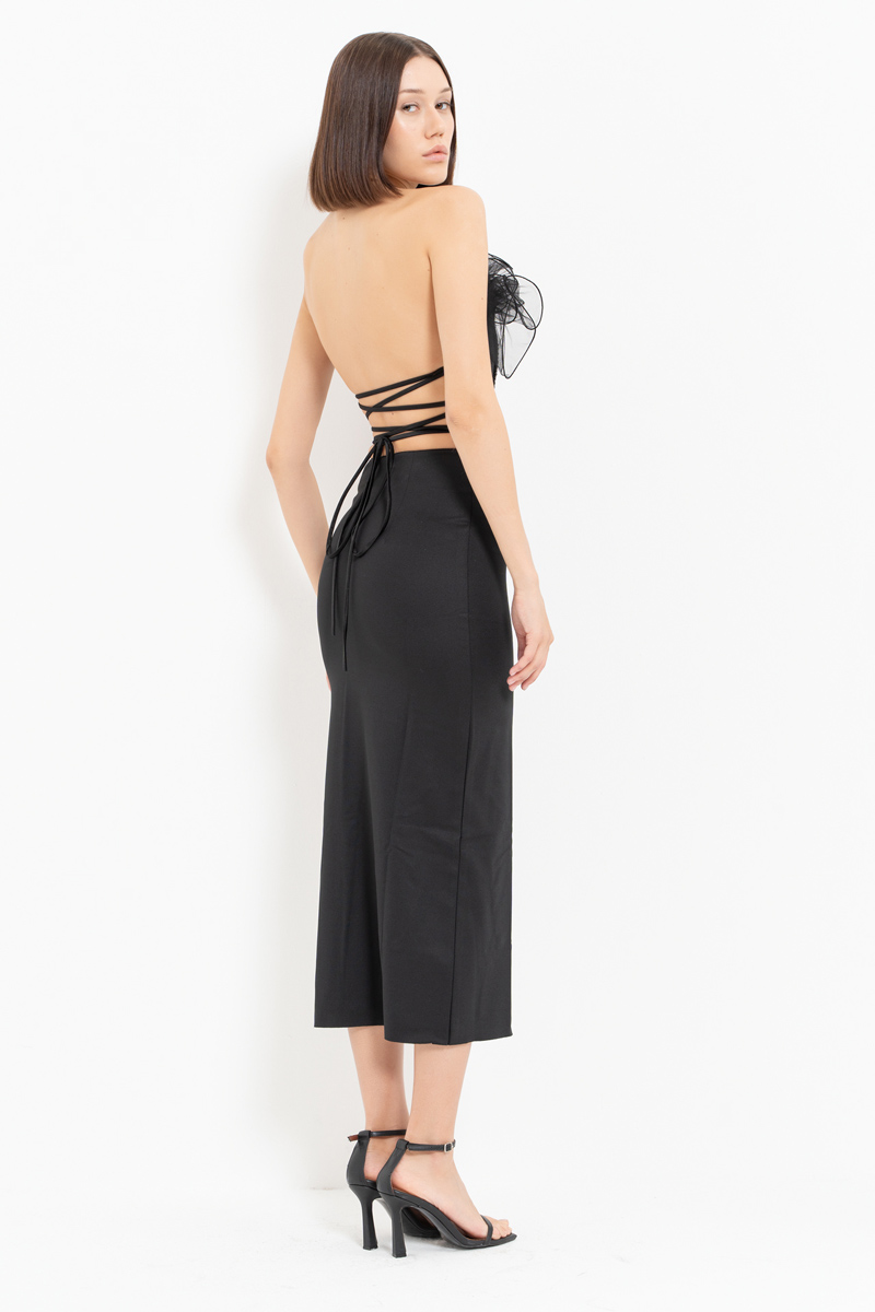 Siyah İşlemeli İstiridye Büstiyer