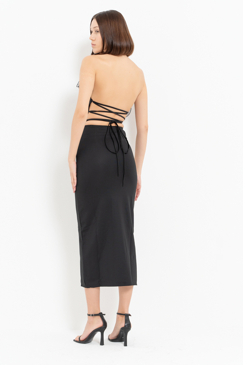 Siyah İşlemeli İstiridye Büstiyer