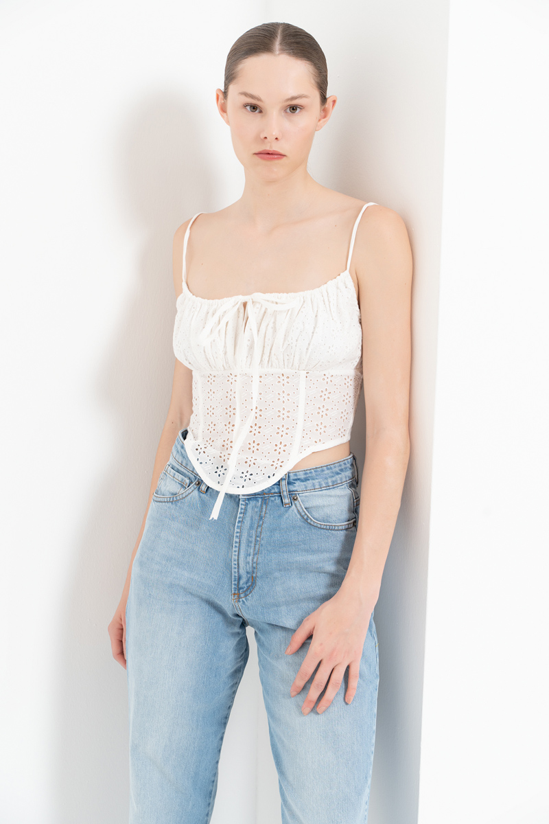 Off white Askılı Bağcıklı Büstiyer