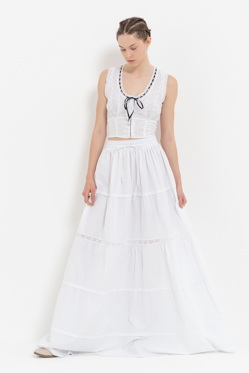 Off white Güpür Büstiyer