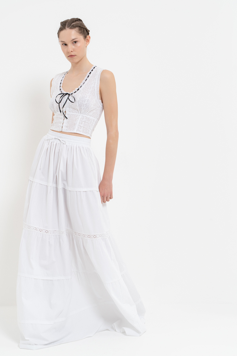 Off white Güpür Büstiyer