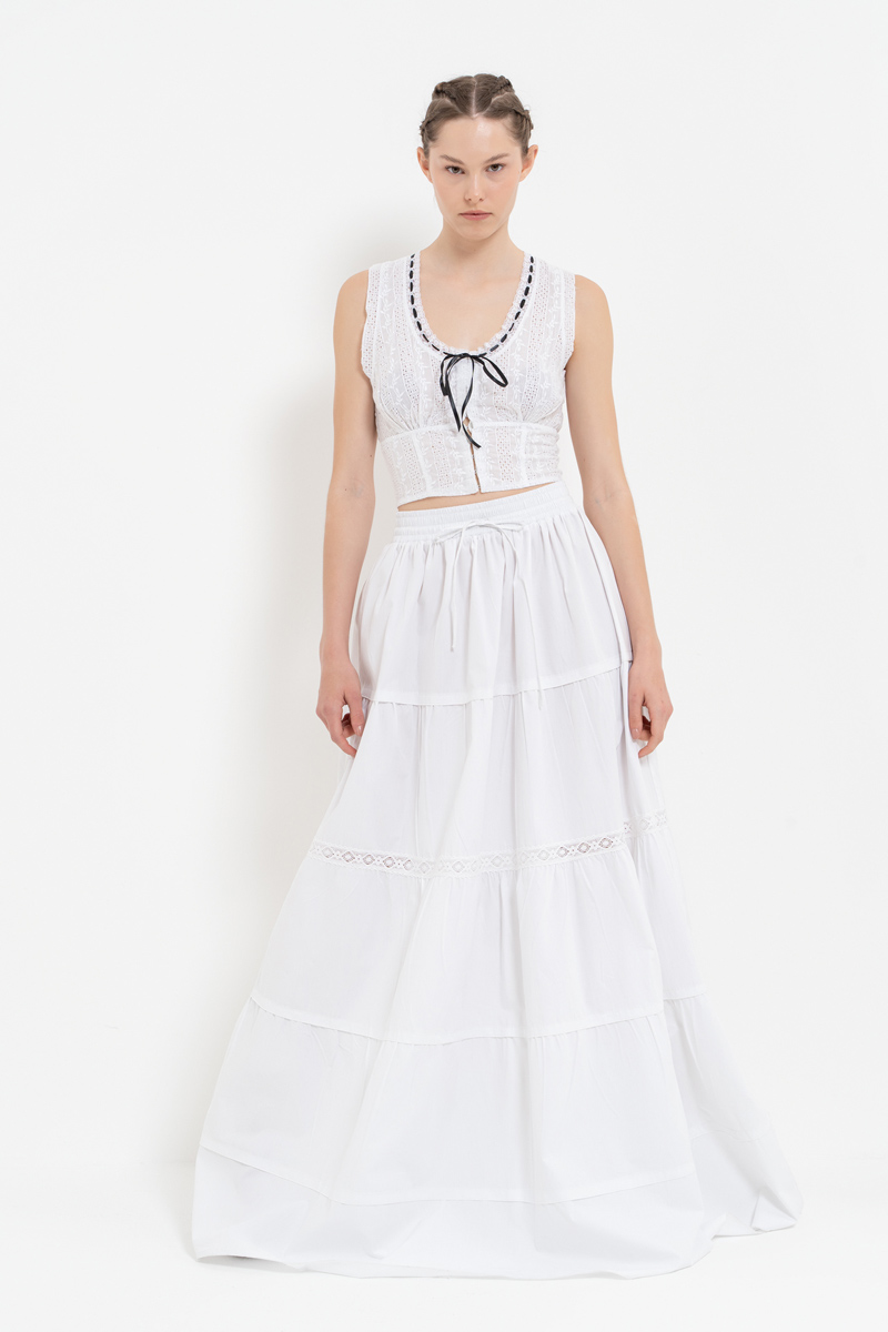 Off white Güpür Büstiyer