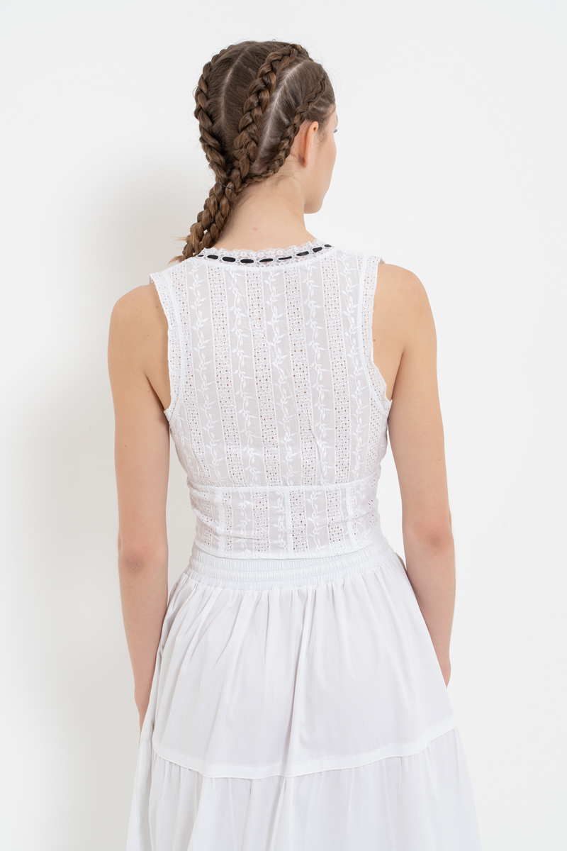 Off white Güpür Büstiyer