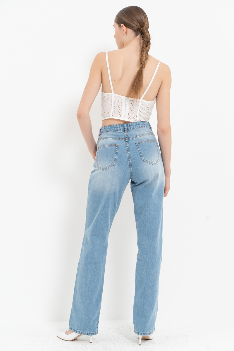 Ultra Yüksek Bel Mavi Kot Pantolon