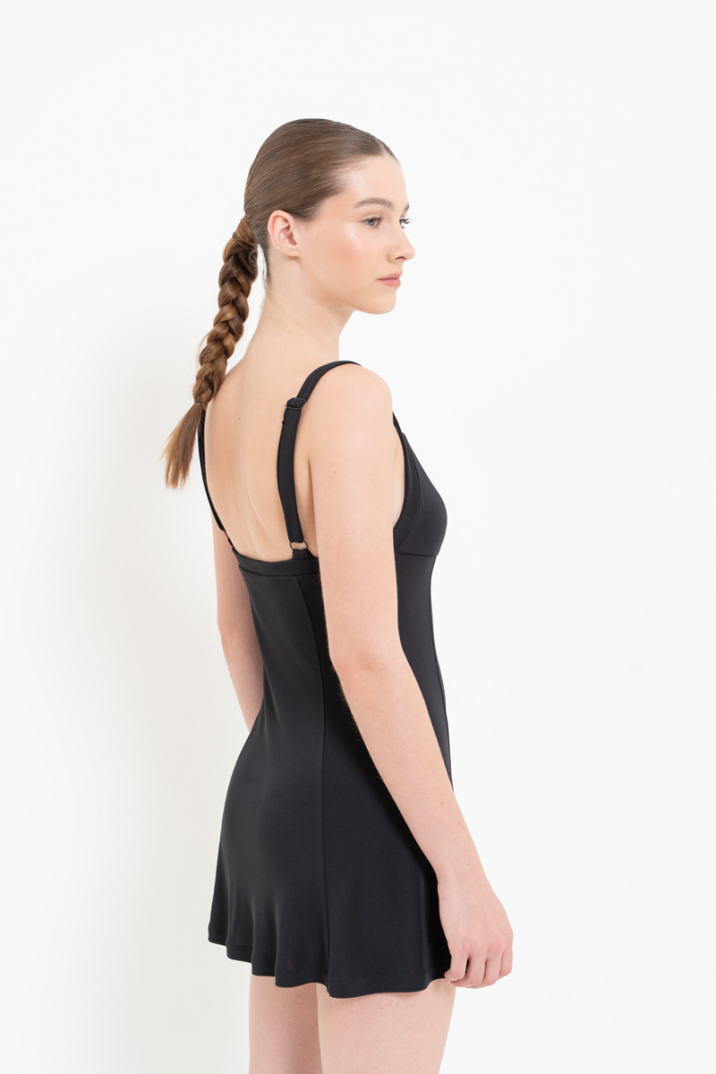 Siyah Askılı Mini Elbise