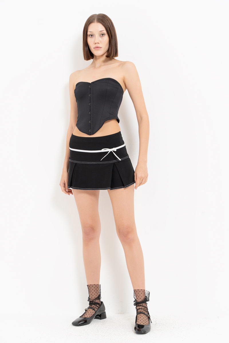 Siyah Agraflı Straplez Büstiyer