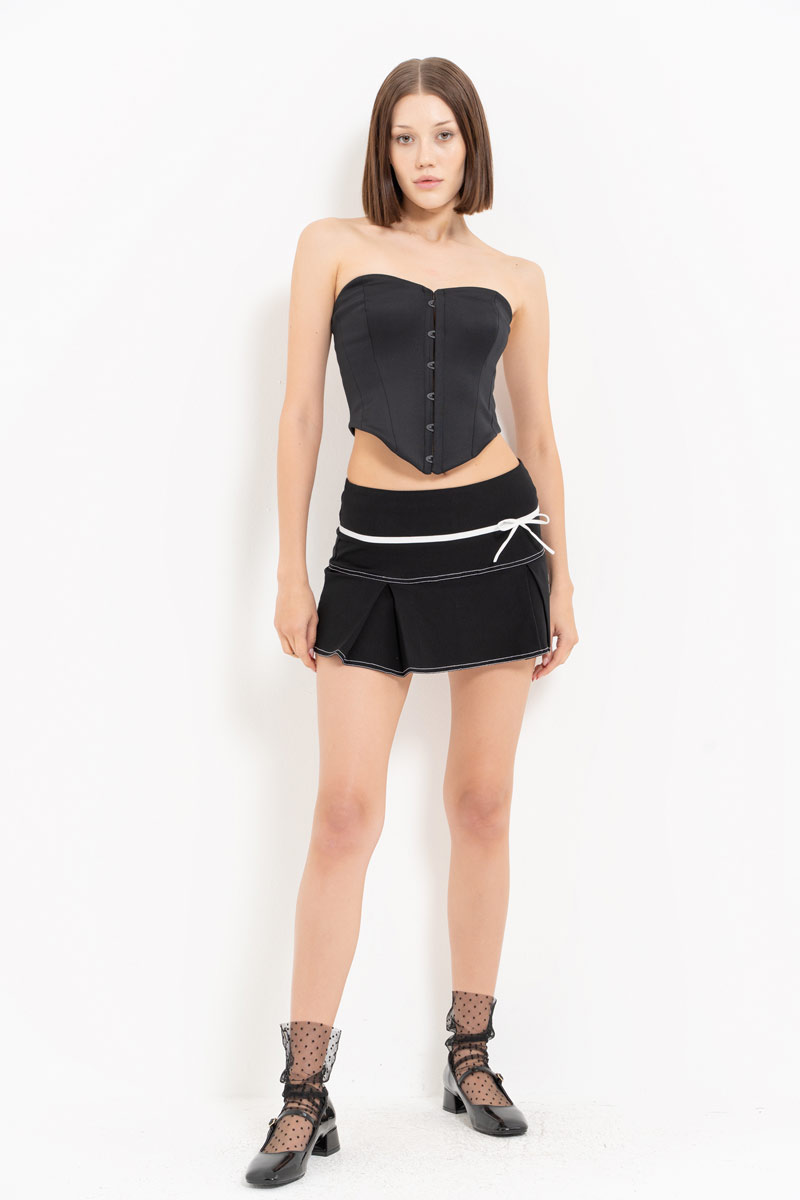 Siyah Agraflı Straplez Büstiyer