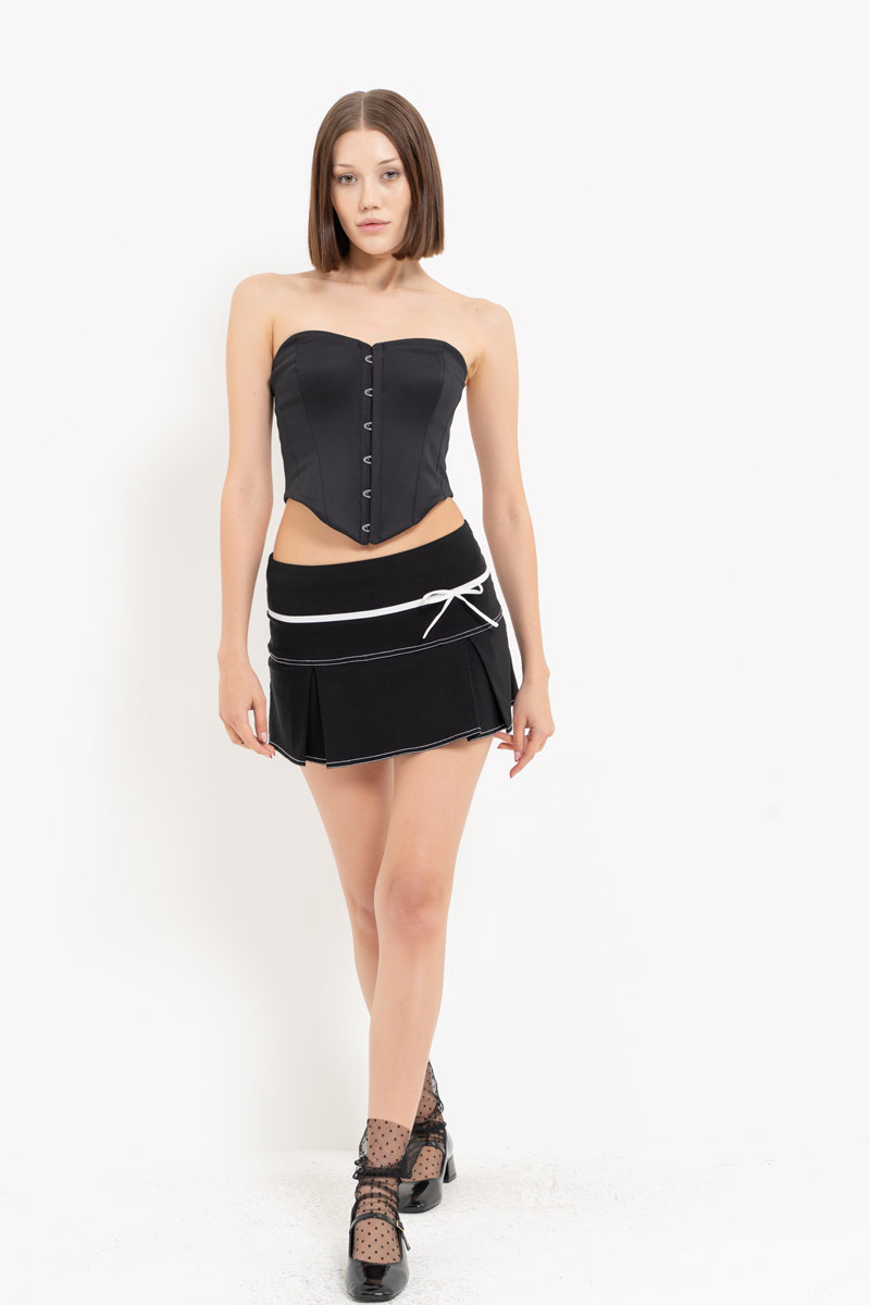 Siyah Agraflı Straplez Büstiyer