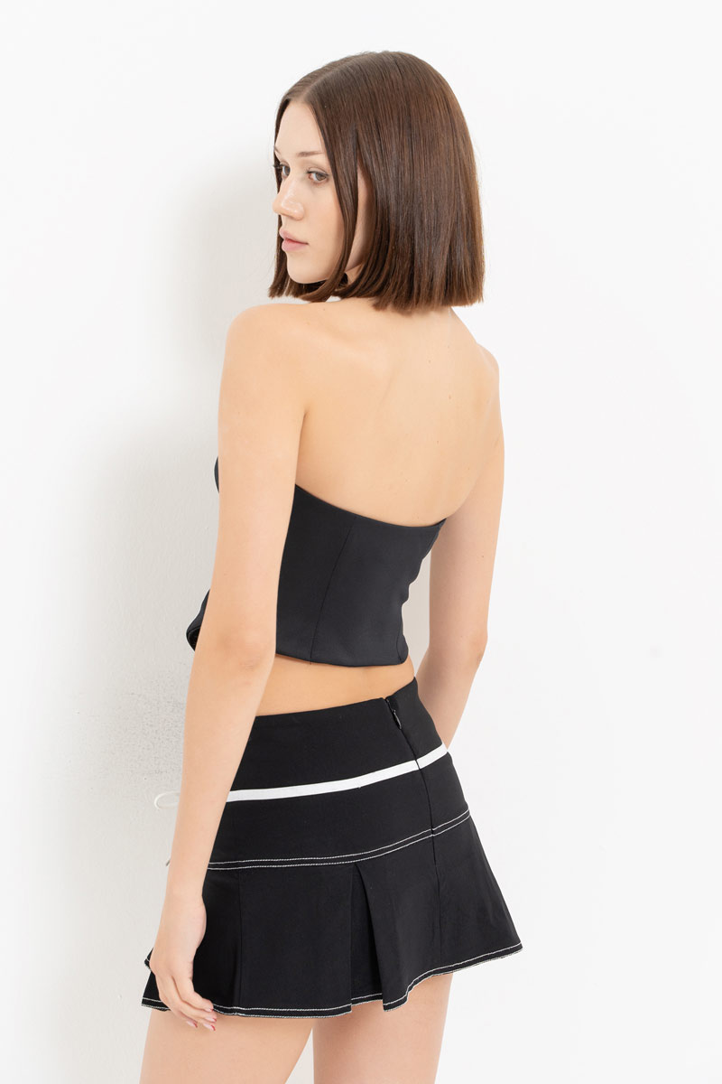 Siyah Agraflı Straplez Büstiyer