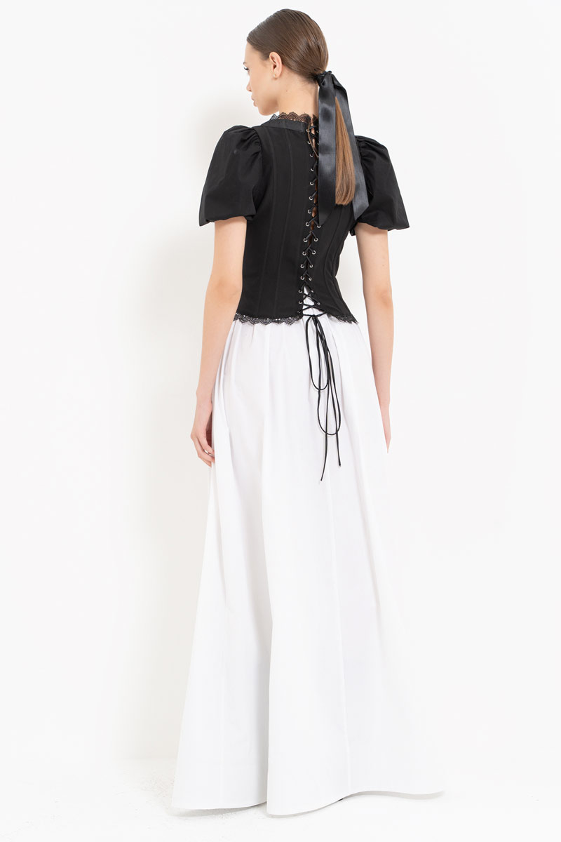 Siyah Sırtı Kuşgözü Detaylı Balenli Büstiyer