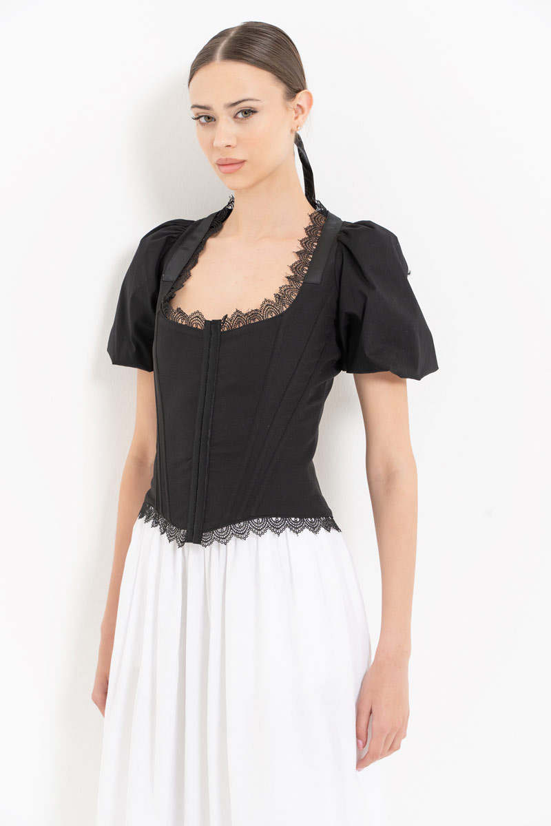 Siyah Sırtı Kuşgözü Detaylı Balenli Büstiyer