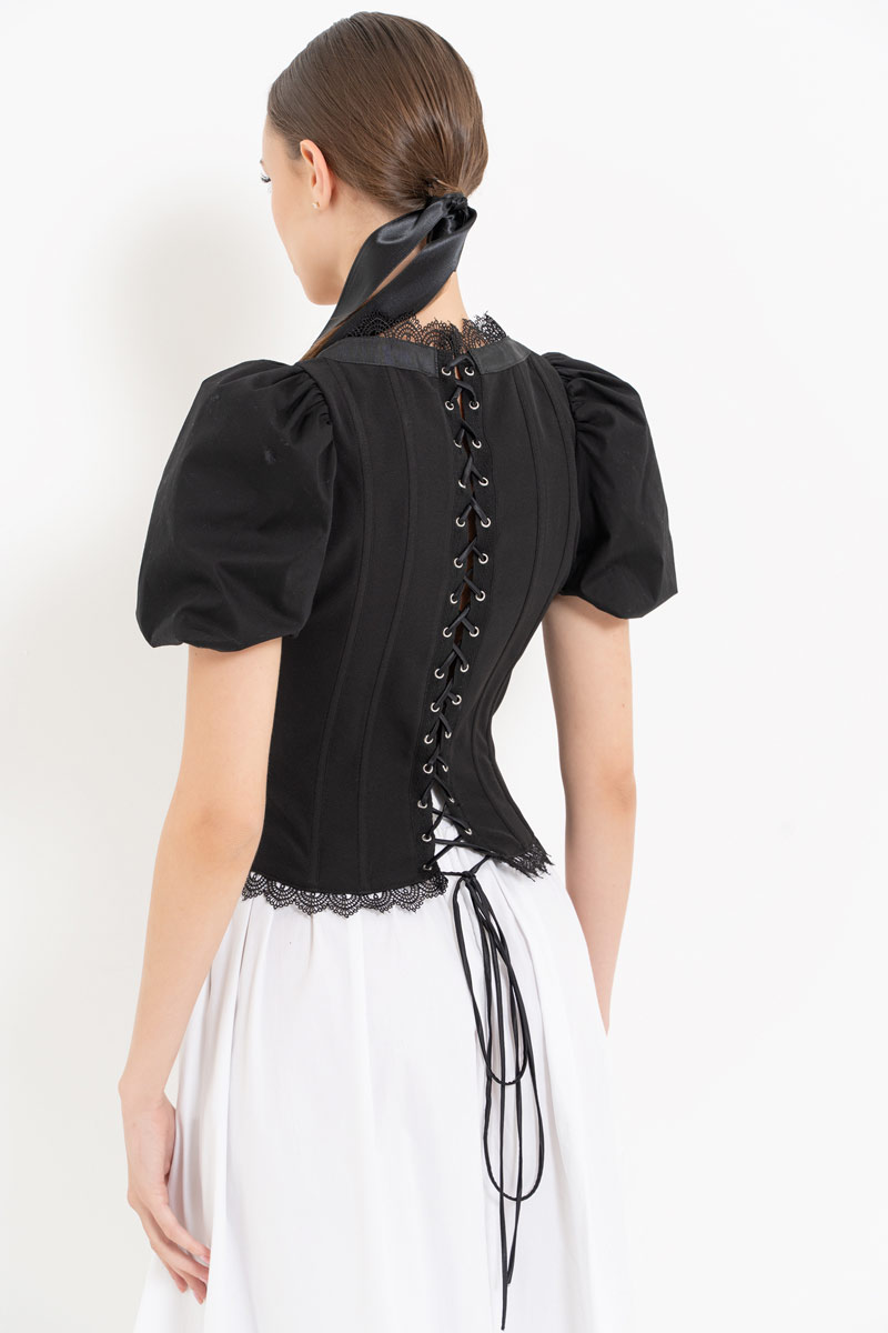 Siyah Sırtı Kuşgözü Detaylı Balenli Büstiyer