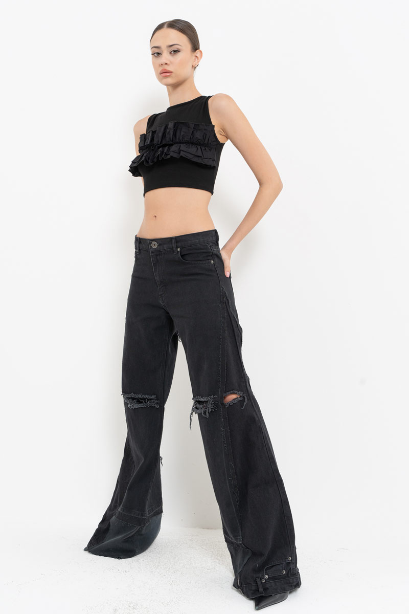 Siyah Sırtı Çapraz Bağlamalı Büstiyer