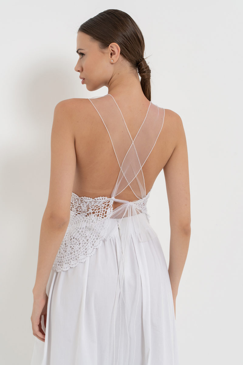 Off white Nakışlı Örgü Büstiyer