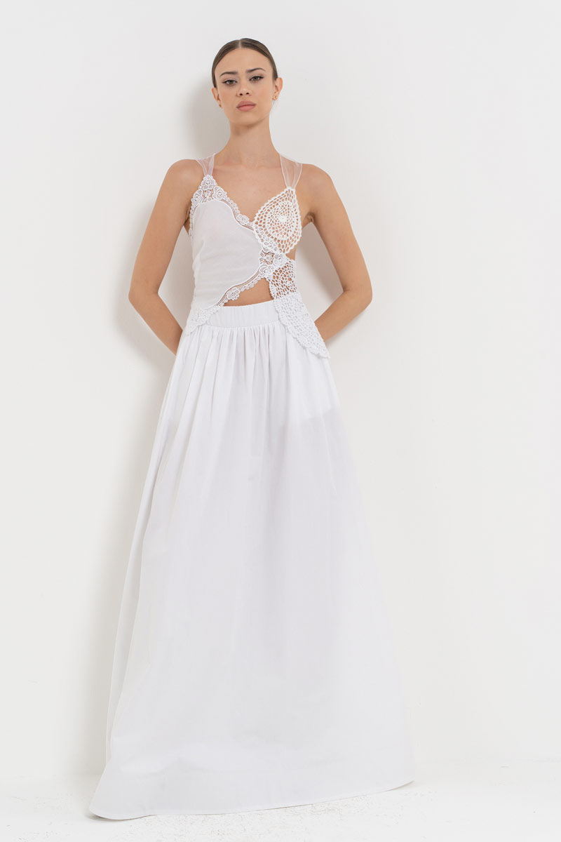 Off white Nakışlı Örgü Büstiyer