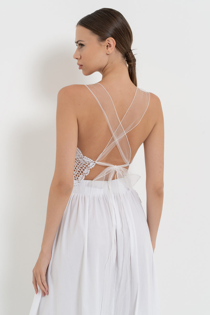 Off white Nakışlı Örgü Büstiyer