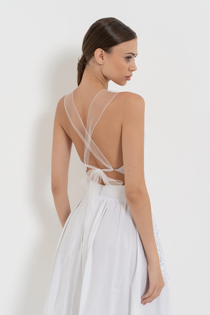 Off white Nakışlı Örgü Büstiyer