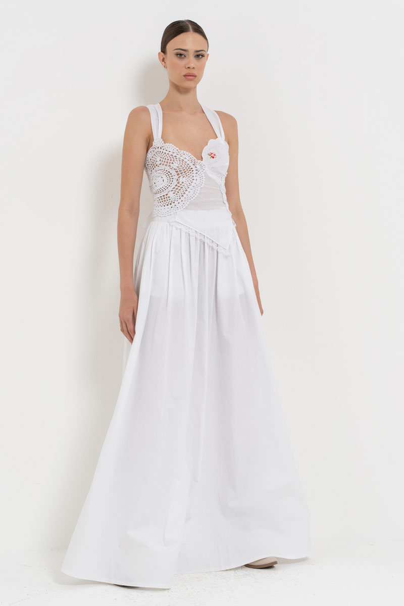 Off white Beli Lastikli Cepli Uzun Poplin Etek