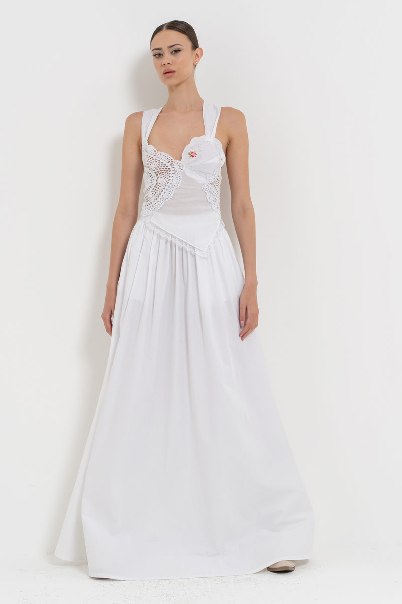 Off white Beli Lastikli Cepli Uzun Poplin Etek